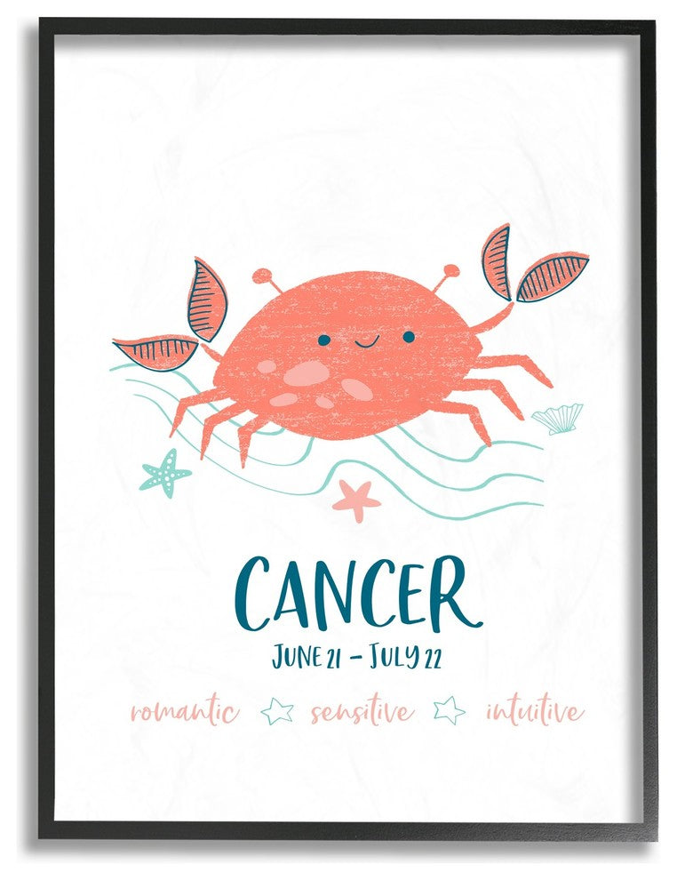 The Kids Room Fun Modern Zodiac Cancer Crab Framed Giclee Art, 16"x20"