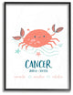 The Kids Room Fun Modern Zodiac Cancer Crab Framed Giclee Art, 16"x20"