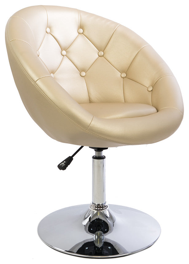 Antoinette Round Tufted Vanity Chair, Champagne Gold