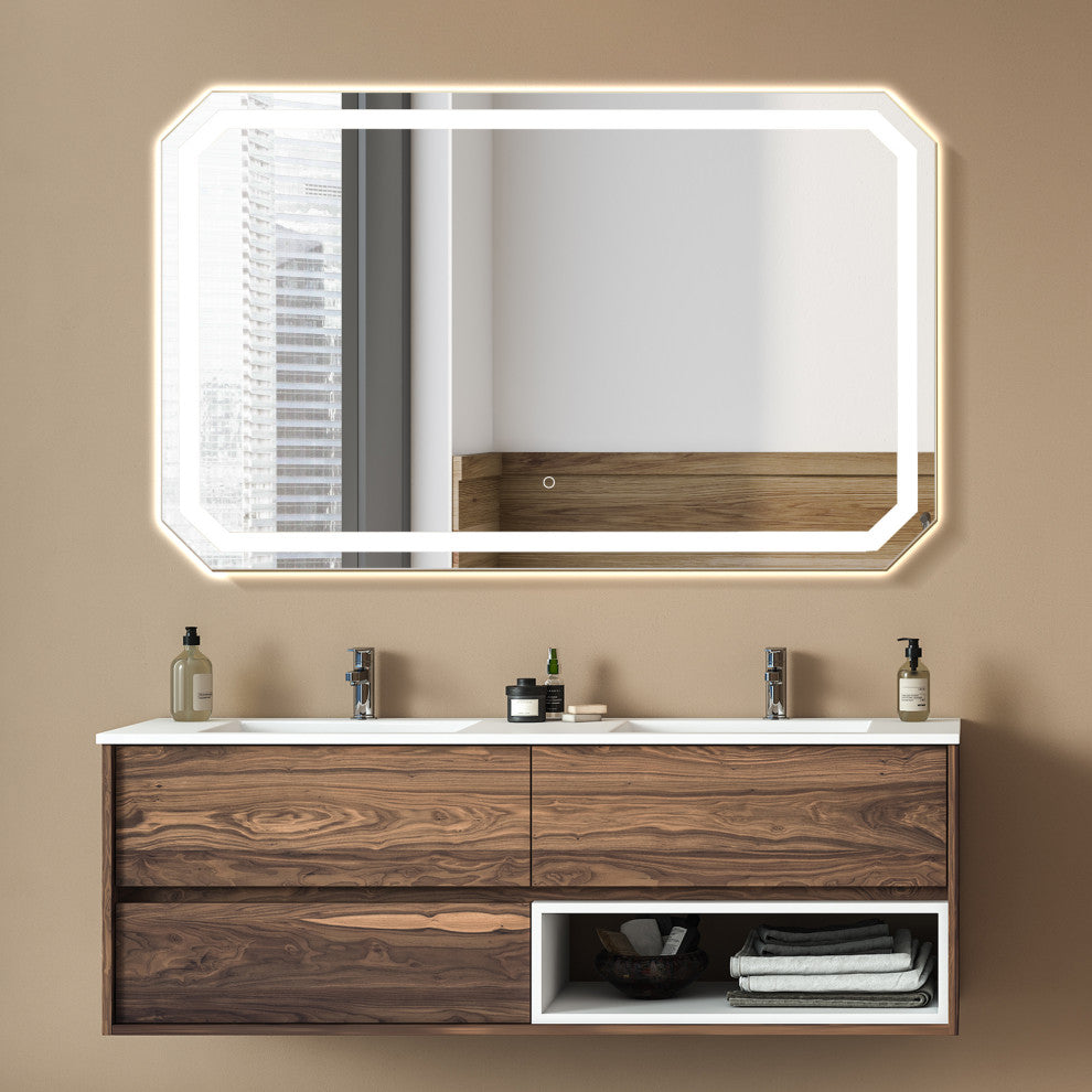 Luma Octogan Frameless LED Bathroom Vanity Mirror, 48"