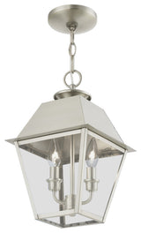 Wentworth 2 Light Brushed Nickel Outdoor Medium Pendant Lantern