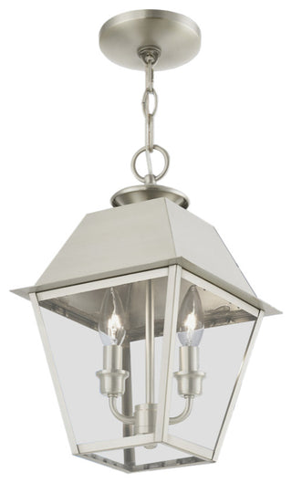 Wentworth 2 Light Brushed Nickel Outdoor Medium Pendant Lantern