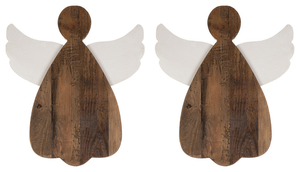Wooden Angel Wall Hanging, Set of 2