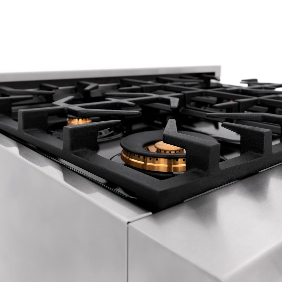 ZLINE 30" Dual Fuel Range With Brass Burners and Reversible Griddle RA-BR-GR-30