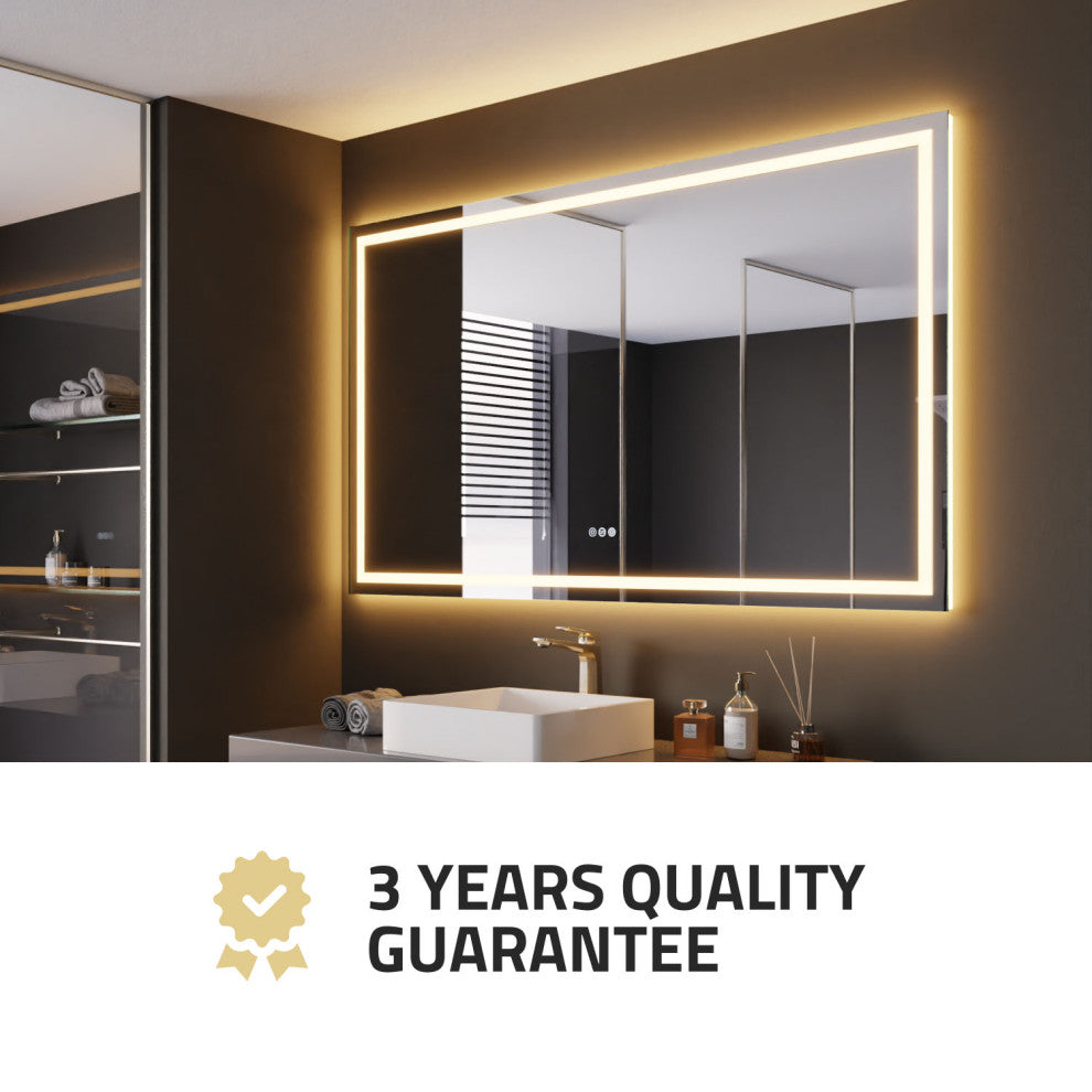 ANZZI 36" x 60" Frameless LED Front/Back Light Bathroom Mirror WithDefogger