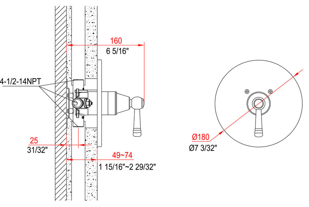 Dawn Pressure Balancing Valve Trim, Chrome
