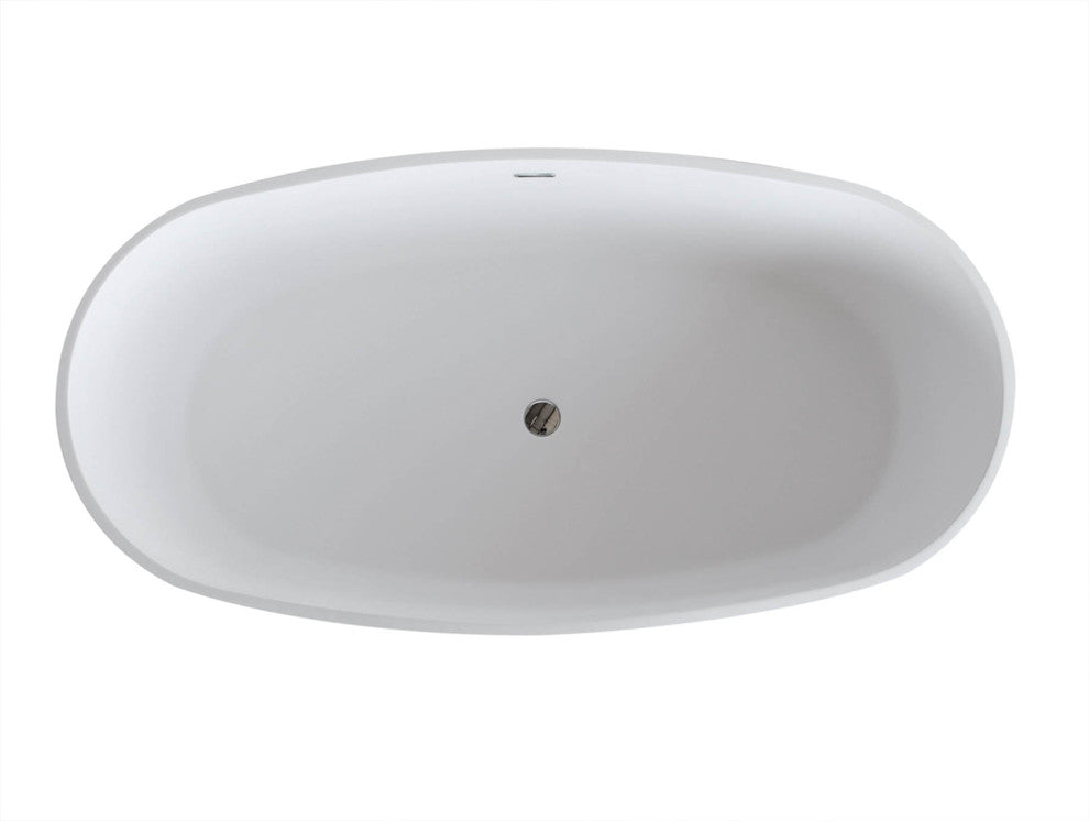 Bolanzo 32 x 62 Artificial Stone Freestanding Soaker Bathtub with Center Drain