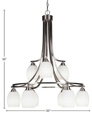Paramount 9-Light Chandelier, Brushed Nickel, 5" White Matrix Glass