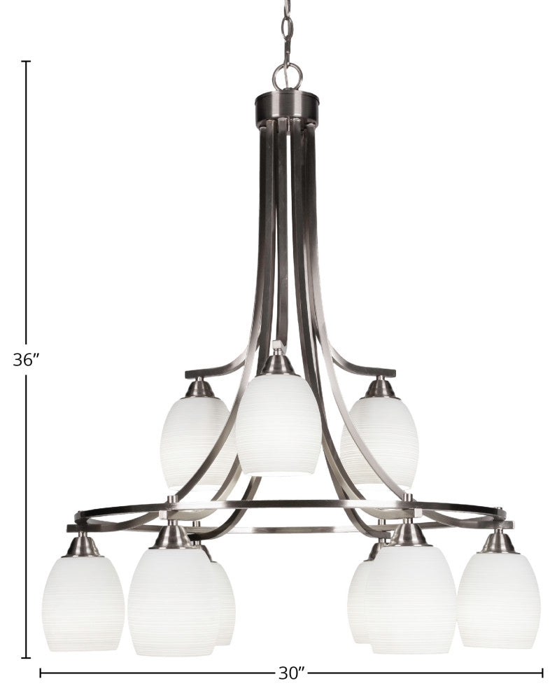 Paramount 9-Light Chandelier, Brushed Nickel, 5" White Matrix Glass