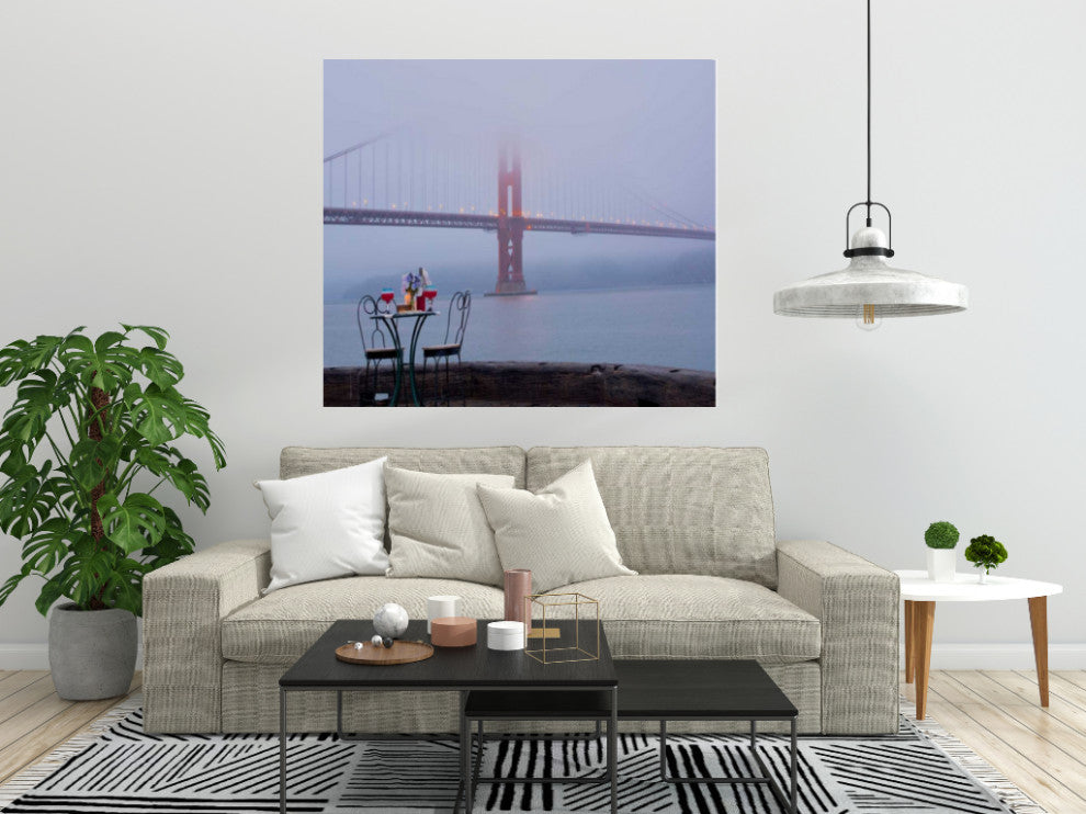 Wine Time For Two Golden Gate Bridge 3 Giclee Wrap Canvas Wall Art