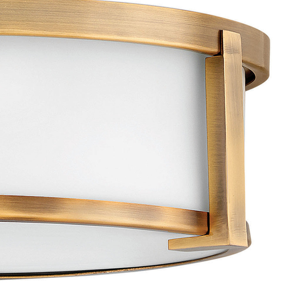 Hinkley Lowell 13.25" Sm Flush Mount Ceiling Light, Brushed Bronze + Etched Opal