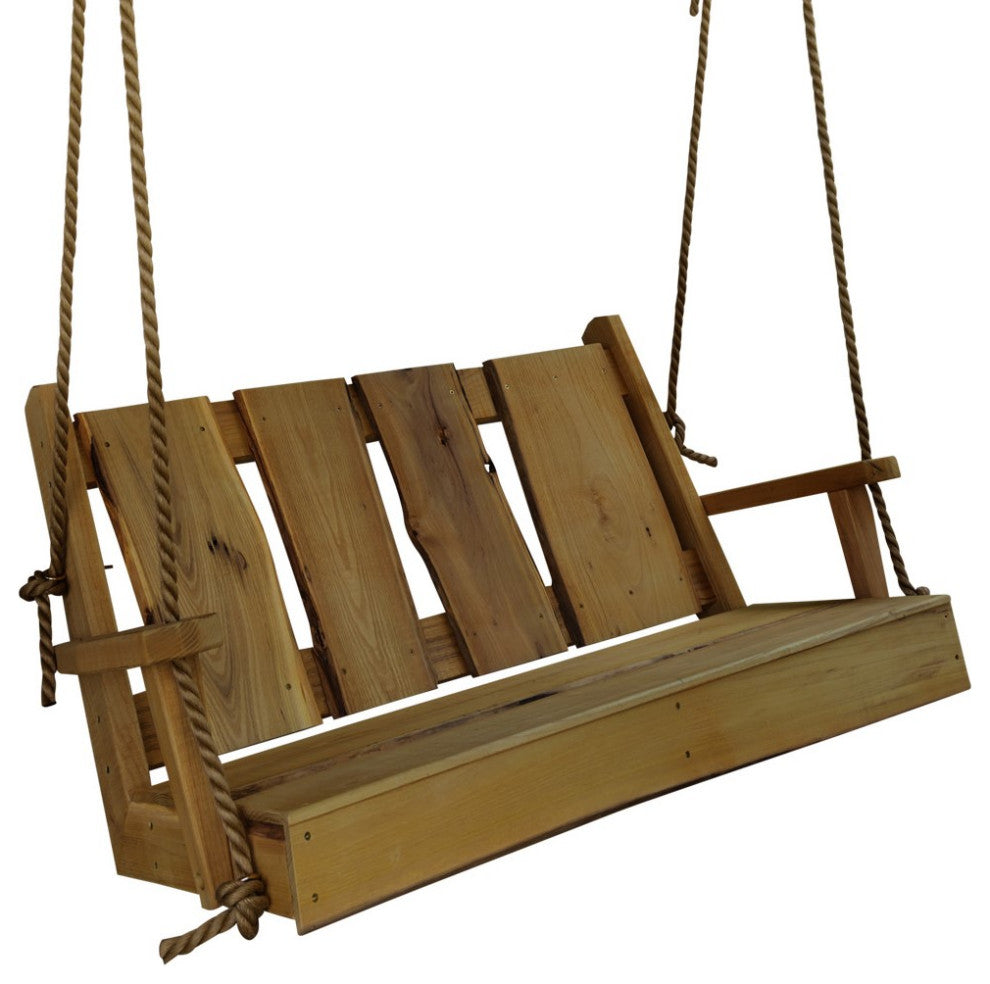 Live Edge Locust Timberland Porch Swing, Mushroom Stain, 4 Foot