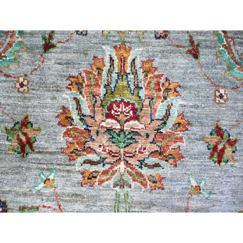 Gray Sultani Motifs Tabriz All Over Design Hand Knotted Oriental Rug 8'9"x11'10"