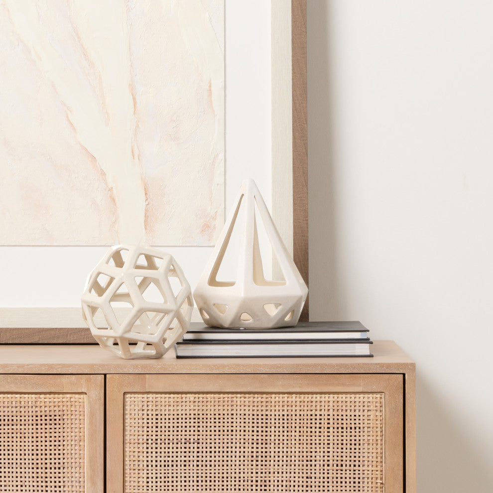 Hood White Geometric Ceramic Object
