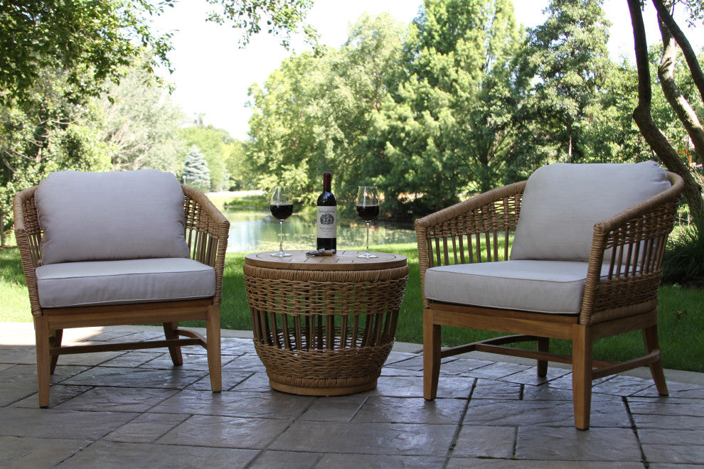 2 Person Bohemian Seating Group With Storage Accent Table