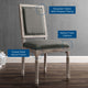 French Vintage Side Dining Chair, Fabric, Wood, Brown Natural Gray, Modern