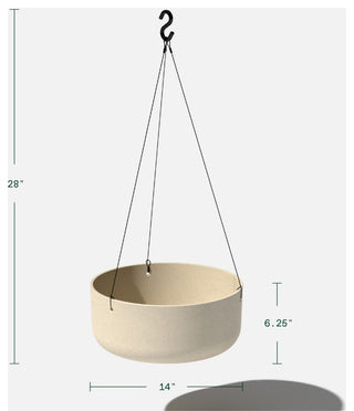 Pure Series Hanging Kona Bowl 14" Planter, Sand, 2 Pack