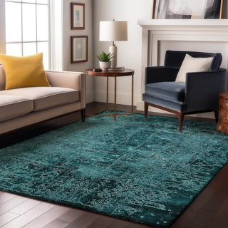 Premium Machine Washable Mayfield AMF559 Teal 5' x 7'6" Rug