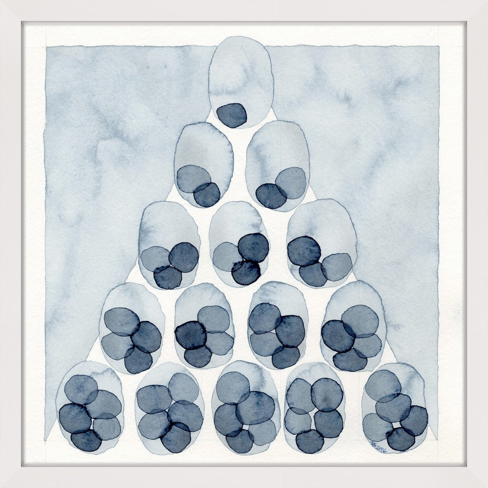 Marmont Hill, "Indigo Pyramid" by Nikki Galapon Framed Painting Print, 32x32