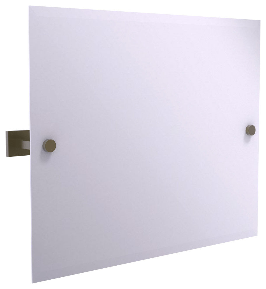 Montero Contemporary Frameless Landscape Beveled Tilt Mirror, Antique Brass