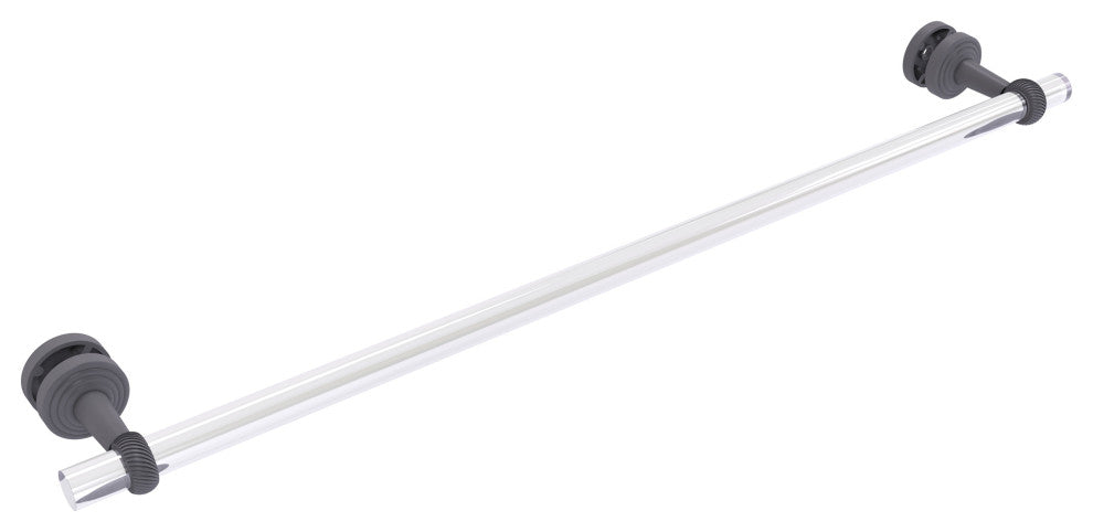 Pacific Beach 30" Shower Door Towel Bar with Twisted Accents, Matte Gray