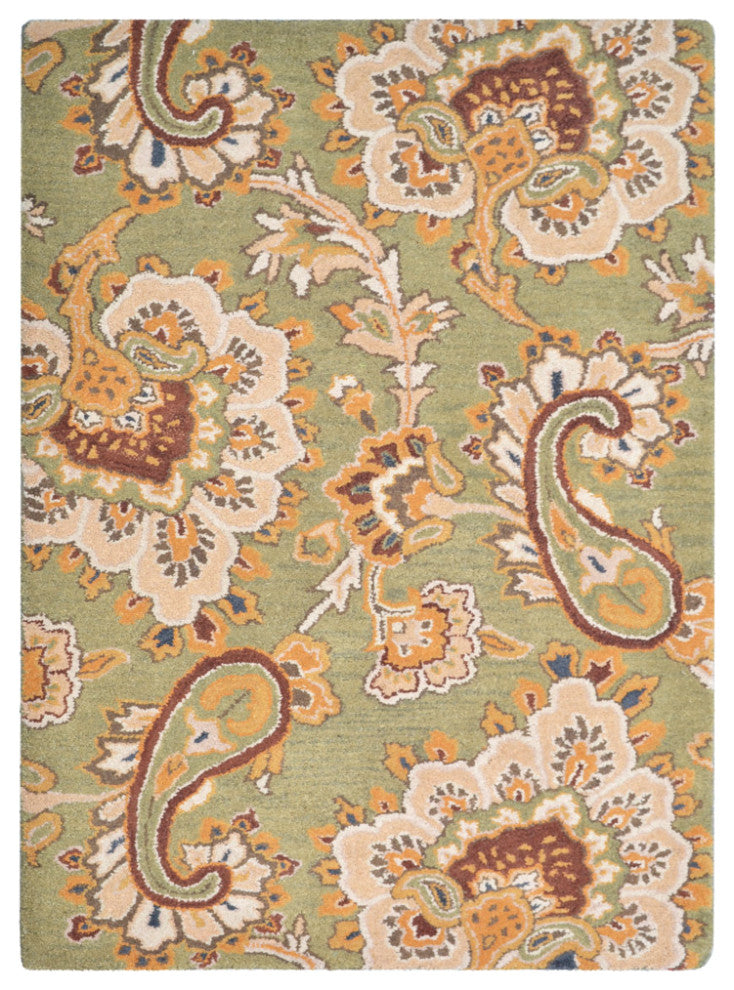 HAND TUFTED WOOL ECO-FRIENDLY AREA RUGS - Rectangle,Green,Floral