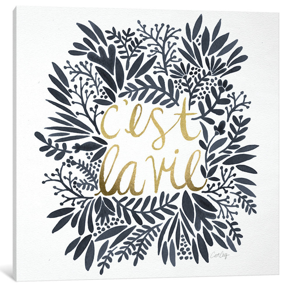 "C'est La Vie Grey Artprint" by Cat Coquillette, 12x12x1.5