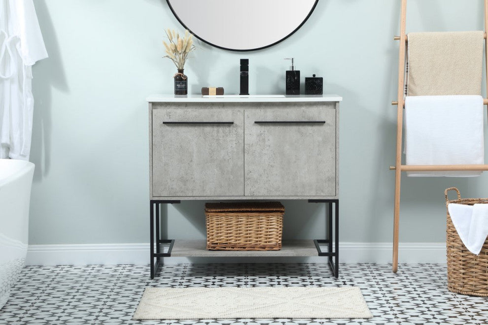 Sue 36" Single Bathroom Vanity, Concrete Gray