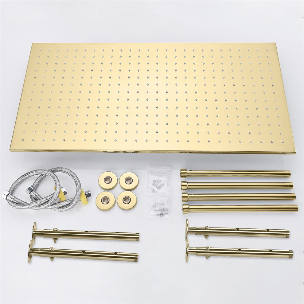 Bathselect 20x40in Ceiling Mount Rain Shower Head, Polished Gold