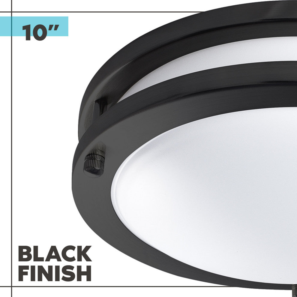 Luxrite 10" LED Flush Mount 5 Color Options 14W 1050lm Matte Black