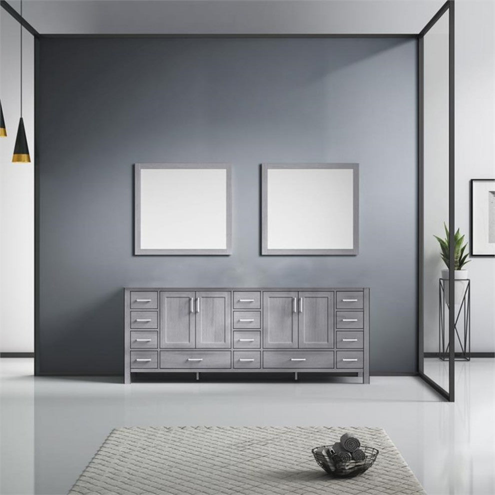 Lexora Home Jacques 84" Double Vanity with Mirrors in Distressed Gray