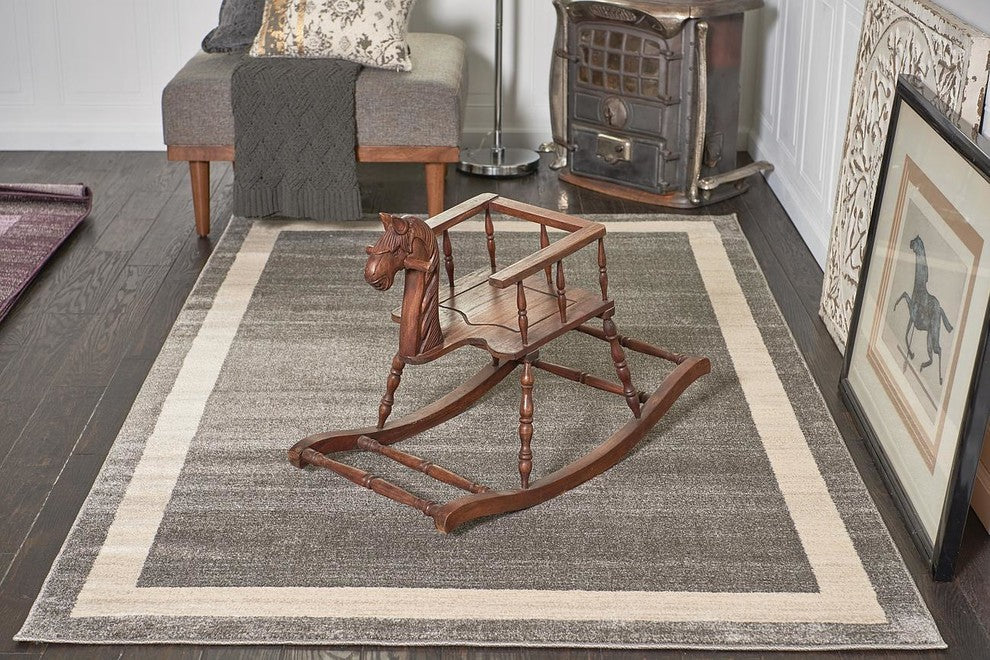 Unique Loom Gray Del Mar Maria 6' 0 x 6' 0 Round Rug