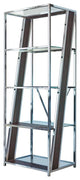 Benzara BM229657 4 Tier Metal Bookcase With Glass and Wooden Shelf, Black/Chrome