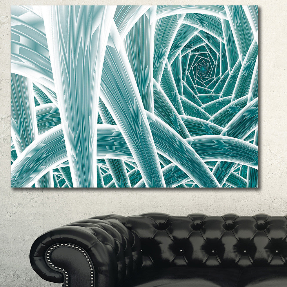 Blue Fractal Endless Tunnel, Oversized Abstract Canvas Art Print, 60x40