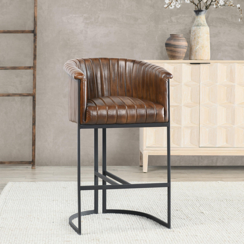 Seville Top Grain Leather Bar and Counter Stool, Counter Stool