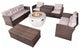 7-Piece Outdoor Rattan Conversation Sofa Set with Fire Pit Table, Brown, Greybowl