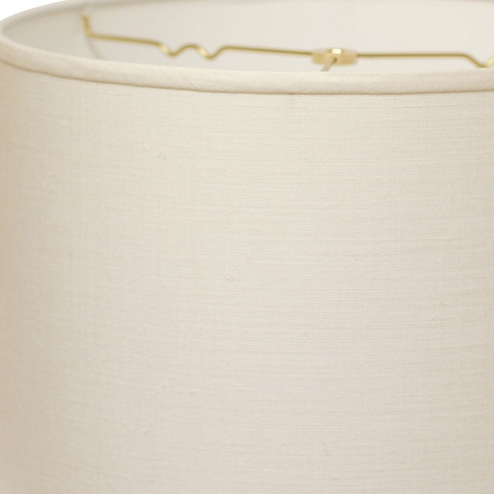 16" White Throwback Drum Linen Lampshade