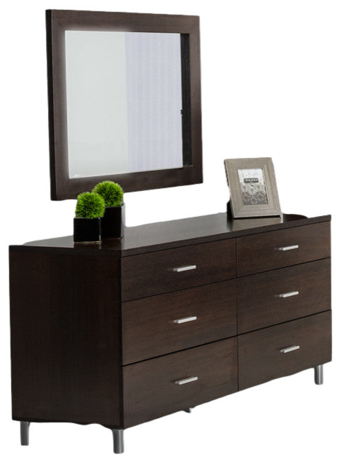 HomeRoots 39" Wenge MDF and Glass Mirror