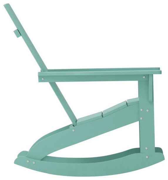 Finn Set of 2 Outdoor Rocking Adirondack Chair-Rust Resistant Hardware, Sea Foam