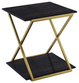 Westlake Dark Brown Veneer End Table with Brushed Gold Legs