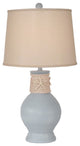 Weathered Seaside Villa Ribbed-Neck Table Lamp With White Rope and Starfish Acce