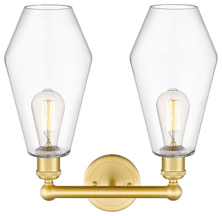 Cindyrella 2-Light 16" Bath Vanity Light, Satin Gold, Clear Shade