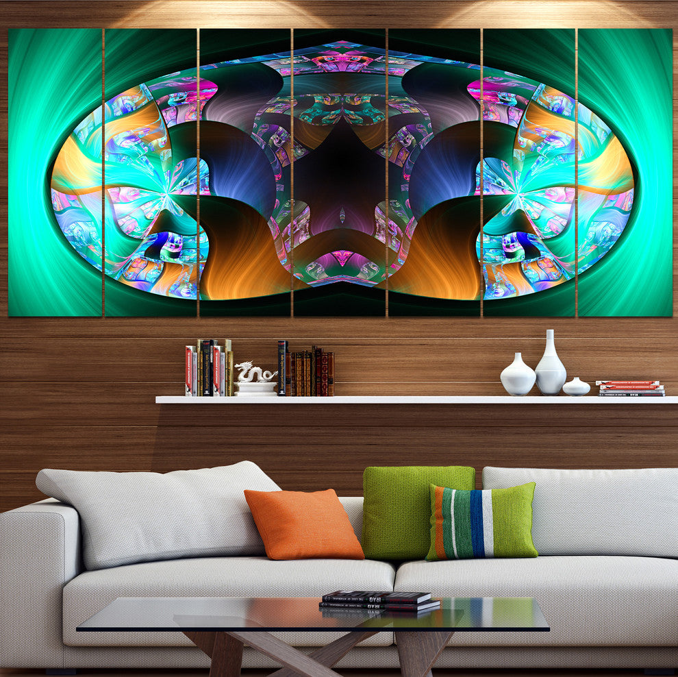 Blue Capsule in Plasma, Abstract Canvas Art Print, 83"x32", 7 Panels