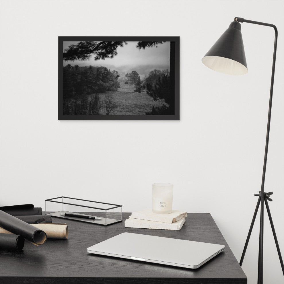 Mist of Valley Forge in Black and White Framed Photo Paper Wall Art Prints, Black, 12" X 18"