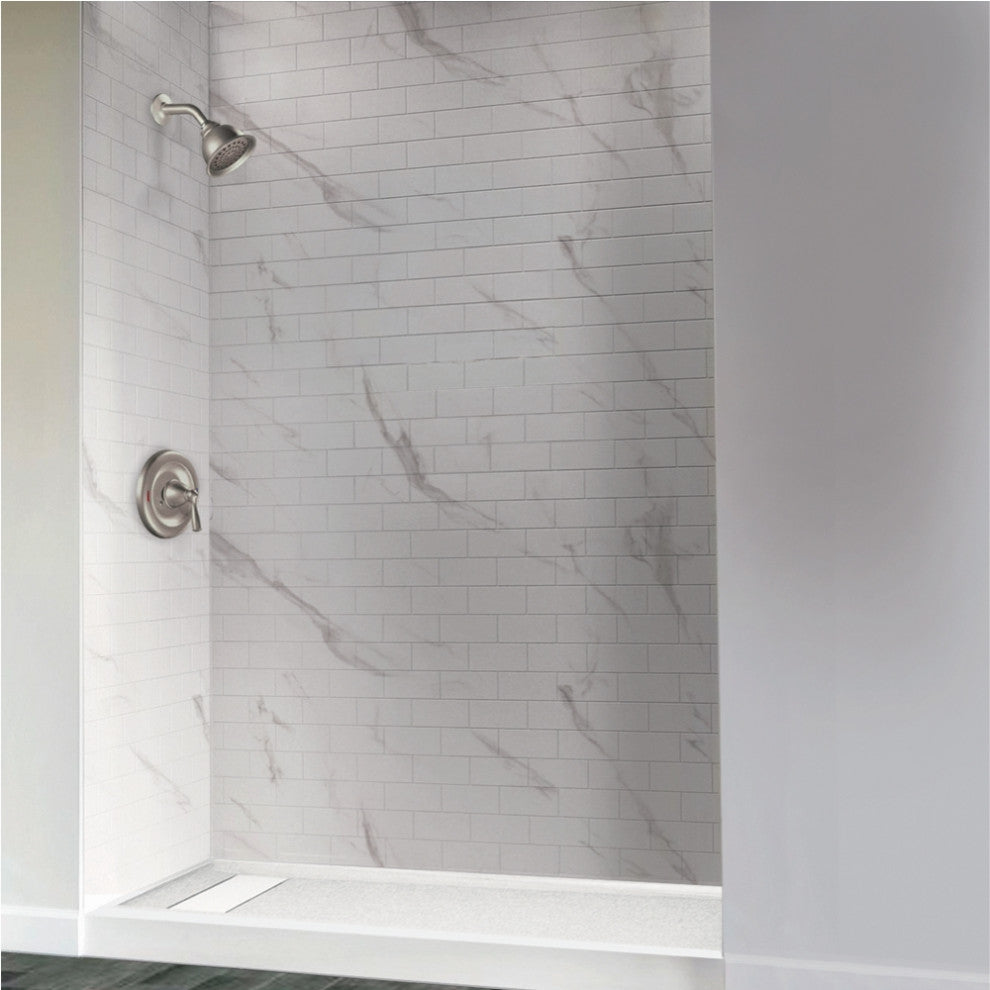 Transolid Linear 60"x34" Rectangular Alcove Shower Base with Left Hand Drain, White, Left Hand