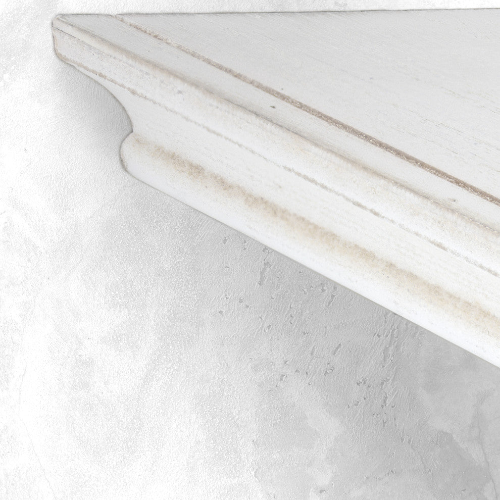 Whitewashed Wood Floating Corner Shelves (Set of 2)