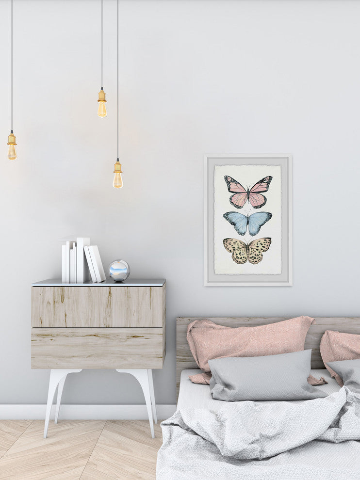"Butterfly Trio" Framed Painting Print, 12"x18"