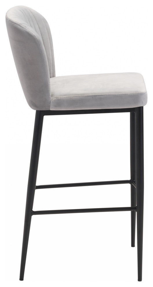Set of Two Light Gray Sea Shell Bar Chairs