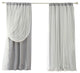 Rod Pocket Blackout Curtains With Tulle Overlay, Gray, 96"