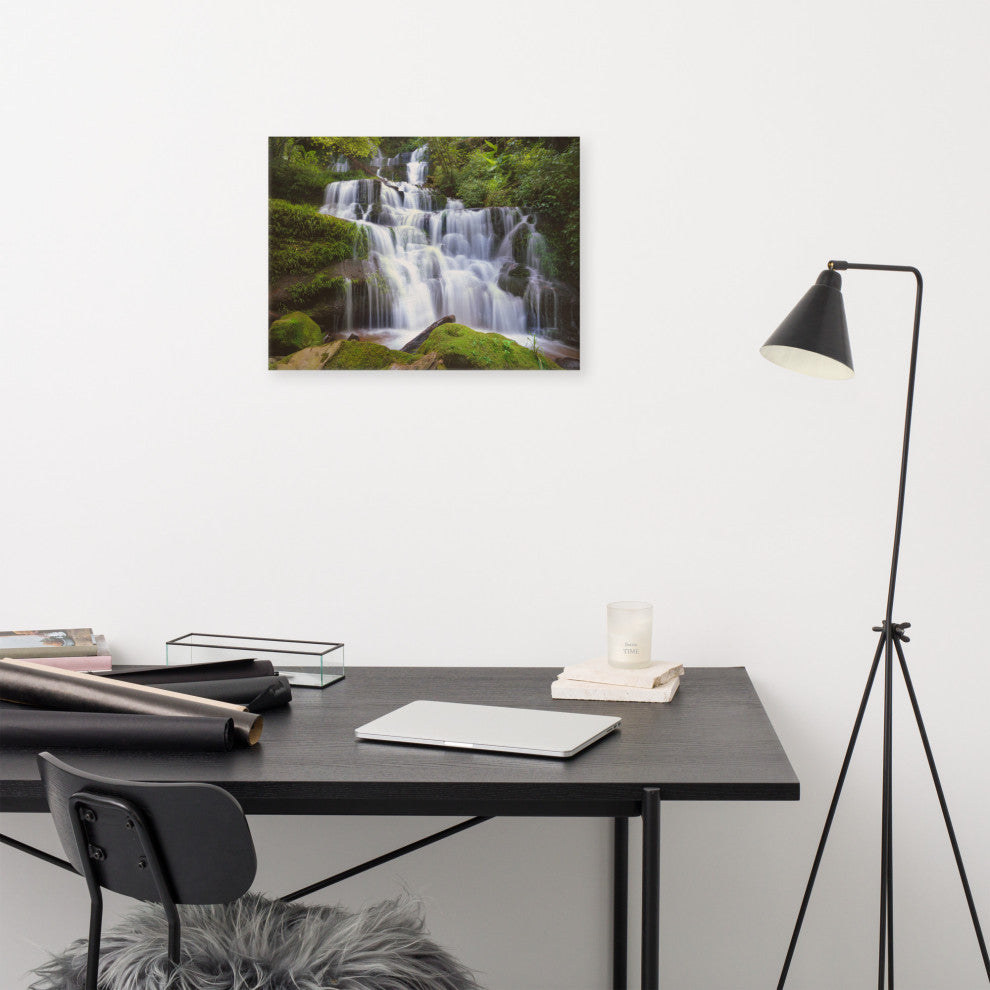 Cascading Water at Mun Daeng Waterfall Landscape Photo Canvas Wall Art Prints, 18" X 24"